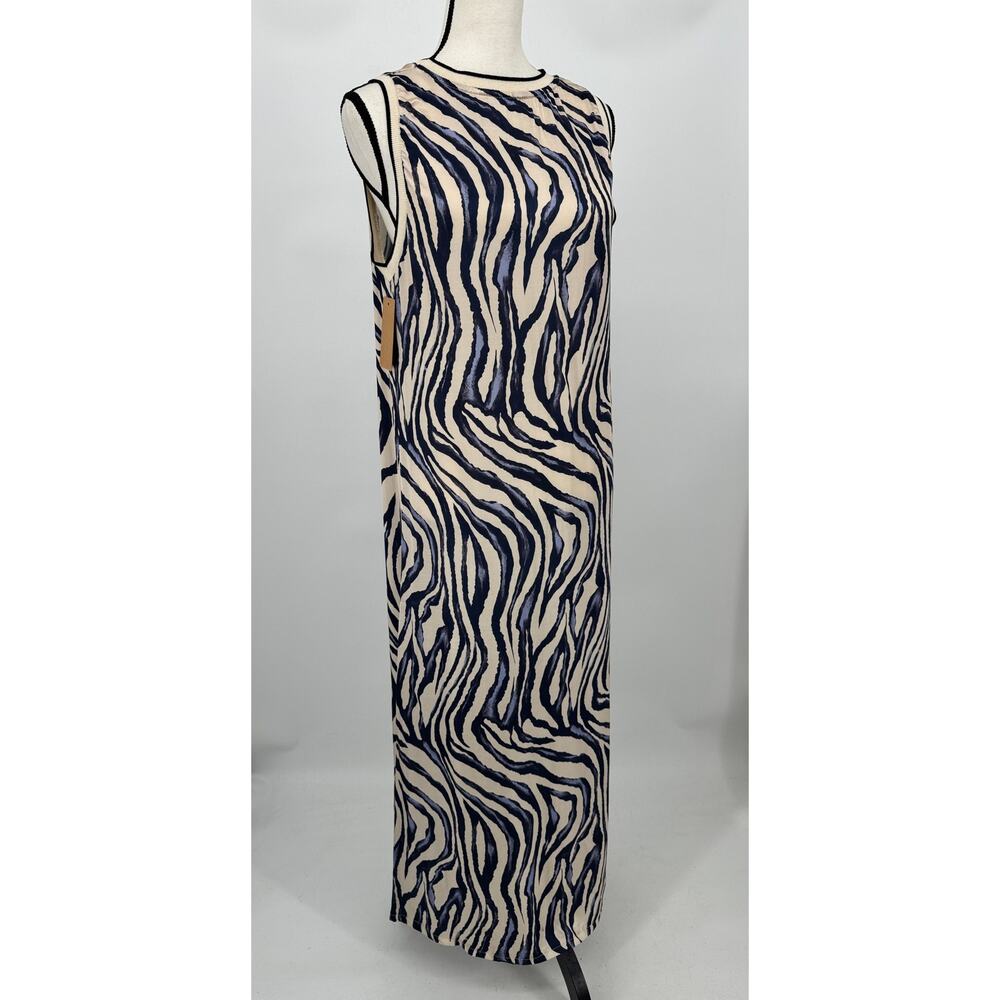 Made in Italy Viscose Zebra Print Blue/White Maxi Dress